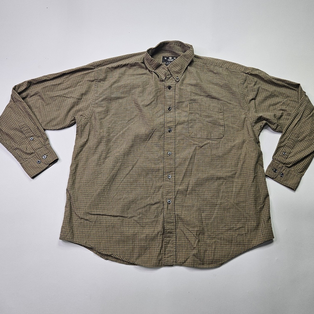 Vintage J. Riggings Men's XL Plaid Button Down Shirt Long Sleeve 100% Cotton 90s